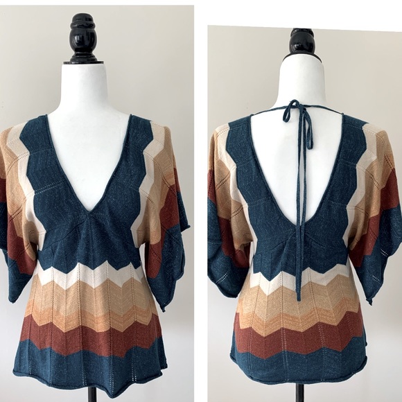 Y2K Metallic sparkle cotton knit bat wing sleeve S - Picture 1 of 14